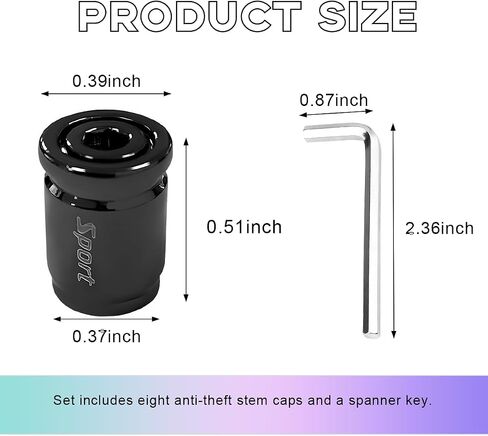 8 PCS Locking Car Tire Valve Stems Caps, Dustproof Auto Tire Valve Stem Cover with Rubber Seal, Anti-Theft Tyre Air Stems Cover for Cars, SUVs, Bicycles, Car Accessories (Black) in Saudi Arabia