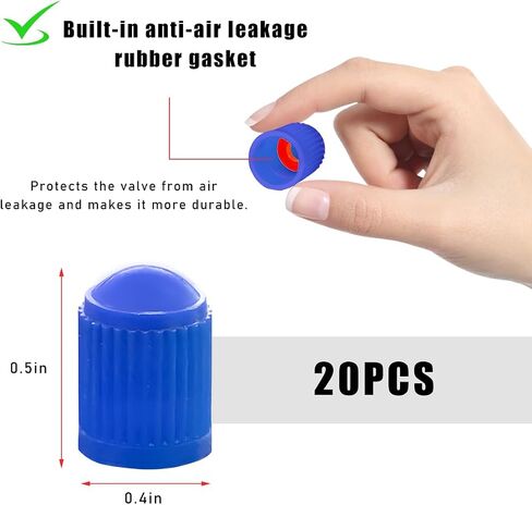 20 PCS Tyre Valve Dust Caps, Plastic Durable Valve Stem Caps with O Rubber Ring, Leak-Proof Air Protection Car Stem Covers, Universal Air Tire Stem Caps for Sedan SUV Bicycle (Black) in Saudi Arabia