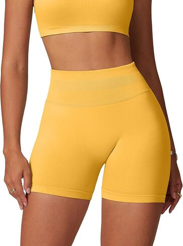 Rugkey High-Waist Yoga Shorts for Women: 4.5" Scrunch Butt Tummy Control Workout Shorts - Seamless Booty Squat Proof for Gym in Saudi Arabia