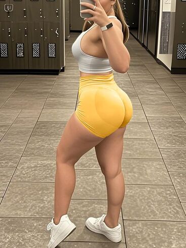 Rugkey High-Waist Yoga Shorts for Women: 4.5" Scrunch Butt Tummy Control Workout Shorts - Seamless Booty Squat Proof for Gym in Saudi Arabia