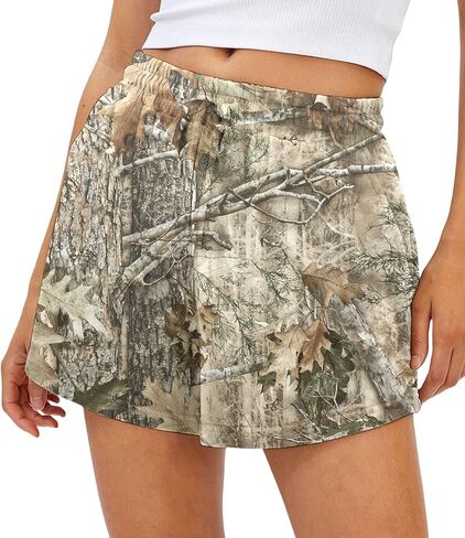 Camo Sweat Shorts for Women Drawstring Elastic Waist Maple Leaf Print Lounge Athletic Shorts with Pockets in Saudi Arabia