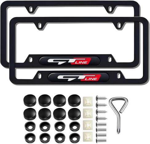 2 Pcs Black License Plate Frames License Plate Covers Compatible with Elantra i20 i30 Tucson Kona Sonata Kona venueN line Metal Aluminum Material Screw caps Cover Set in Kuwait