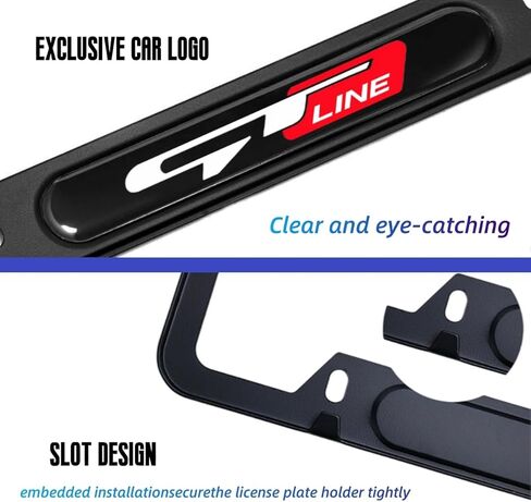 2 Pcs Black License Plate Frames License Plate Covers Compatible with Elantra i20 i30 Tucson Kona Sonata Kona venueN line Metal Aluminum Material Screw caps Cover Set in Kuwait
