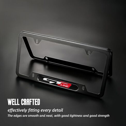 2 Pcs Black License Plate Frames License Plate Covers Compatible with Elantra i20 i30 Tucson Kona Sonata Kona venueN line Metal Aluminum Material Screw caps Cover Set in Kuwait