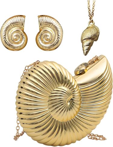 JeVenis Gold Seashell Clutch Acrylic Transparent Chain Bag Purse Summer Beach Evening Bag Shoulder Handbag in Saudi Arabia