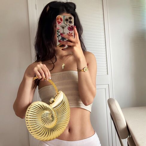 JeVenis Gold Seashell Clutch Acrylic Transparent Chain Bag Purse Summer Beach Evening Bag Shoulder Handbag in Saudi Arabia