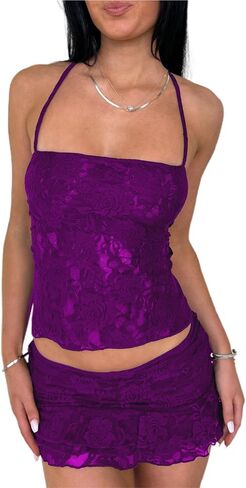 2 Pieces Mini Skirt Set for Women Elegant Lace Floral Off Shoulder Crop Top Sheer Mesh Bodycon Skirts Y2K skirt sets in Saudi Arabia