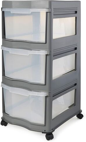 لايف ستوري كلاسيك 3 أرفف منظم أدراج بلاستيكية، رمادي (3 عبوات) in Kuwait