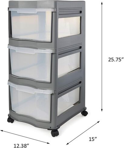 لايف ستوري كلاسيك 3 أرفف منظم أدراج بلاستيكية، رمادي (3 عبوات) in Kuwait