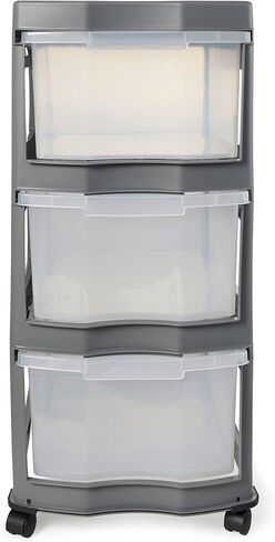 لايف ستوري كلاسيك 3 أرفف منظم أدراج بلاستيكية، رمادي (3 عبوات) in Kuwait