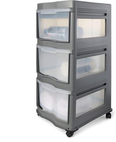 لايف ستوري كلاسيك 3 أرفف منظم أدراج بلاستيكية، رمادي (3 عبوات) in Kuwait