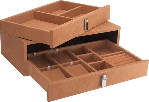 Barska Tan Suede-Lined Storage Drawer Set for Safes – Watches, Jewelry, Wallet, Passport, Glasses Organization with Padded Channels and Necklace Compartments in Saudi Arabia