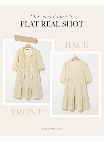 Dokotoo Womens Dresses Summer v الرقبة الرباطية المطرزة نصف الأكمام الصغيرة فستان بوهو للنساء 2025 Sundresses in Saudi Arabia