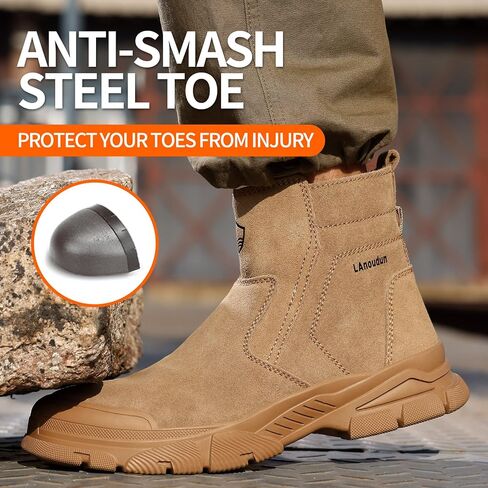 Work Boots for Men Slip On Welding Boots for Men Indestructible Steel Toe Boots Men's Steel Toe Shoes Fireproof Safety Toe Shoes Construction Boots for Welder Men's Work Shoes. in Saudi Arabia