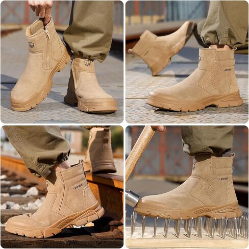 Work Boots for Men Slip On Welding Boots for Men Indestructible Steel Toe Boots Men's Steel Toe Shoes Fireproof Safety Toe Shoes Construction Boots for Welder Men's Work Shoes. in Saudi Arabia