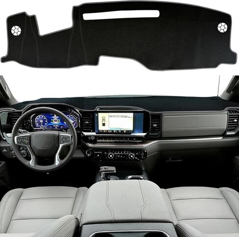 حصيرة غطاء DASH لـ Chevy Silverado/GMC Sierra 1500 ملحقات 2022-2025 ، حماية الأشعة فوق البنفسجية ومكتب لوحة القيادة غير المنزلق الداخلية لعام 2024 2025 Silverado/Sierra 2500HD 3500HD (Red Trim) in Kuwait