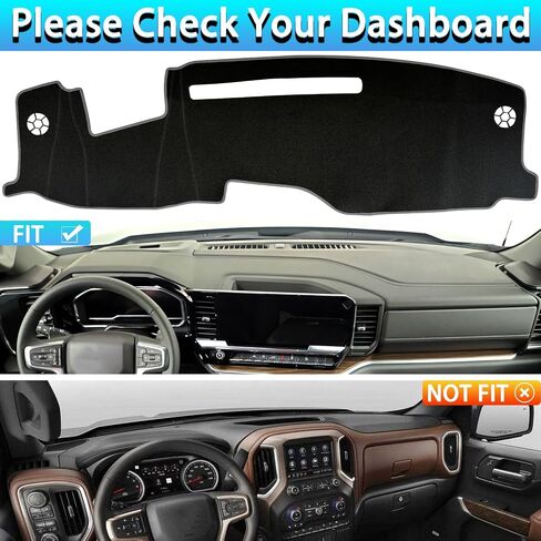 حصيرة غطاء DASH لـ Chevy Silverado/GMC Sierra 1500 ملحقات 2022-2025 ، حماية الأشعة فوق البنفسجية ومكتب لوحة القيادة غير المنزلق الداخلية لعام 2024 2025 Silverado/Sierra 2500HD 3500HD (Red Trim) in Kuwait