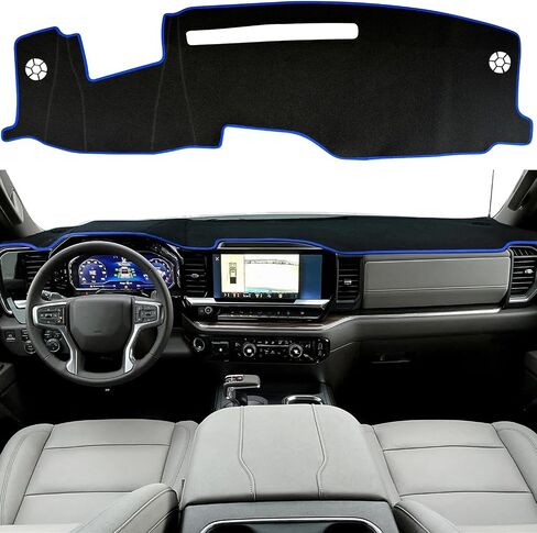 حصيرة غطاء DASH لـ Chevy Silverado/GMC Sierra 1500 ملحقات 2022-2025 ، حماية الأشعة فوق البنفسجية ومكتب لوحة القيادة غير المنزلق الداخلية لعام 2024 2025 Silverado/Sierra 2500HD 3500HD (Red Trim) in Kuwait