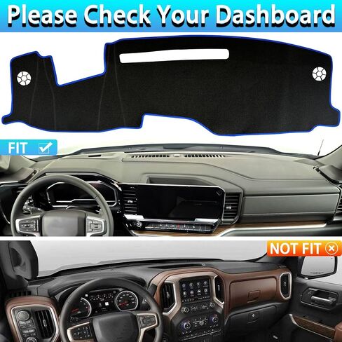 حصيرة غطاء DASH لـ Chevy Silverado/GMC Sierra 1500 ملحقات 2022-2025 ، حماية الأشعة فوق البنفسجية ومكتب لوحة القيادة غير المنزلق الداخلية لعام 2024 2025 Silverado/Sierra 2500HD 3500HD (Red Trim) in Kuwait