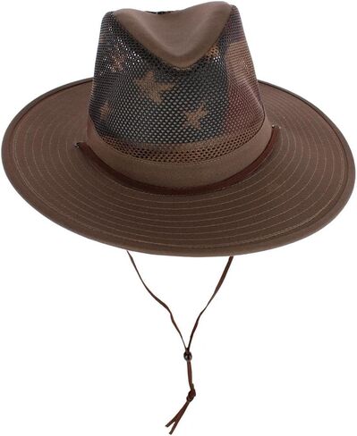 Henschel Hats - American Flag Print - Aussie Mesh Breezer - Packable Hat for Men & Women Sun Protection (Khaki, Medium) in Saudi Arabia