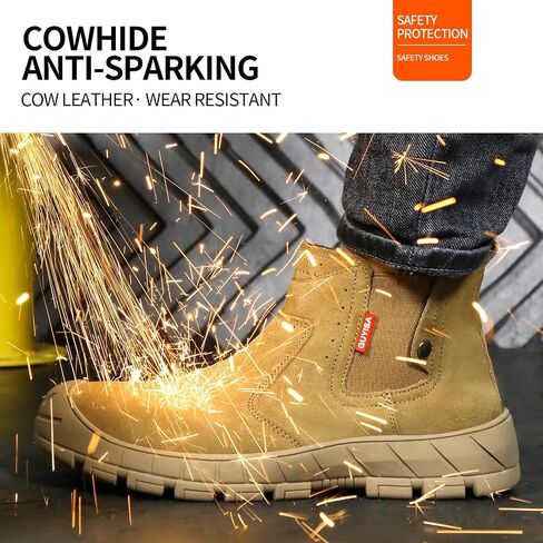 Work Boots for Men Slip On Welding Boots for Men Indestructible Steel Toe Boots Men's Steel Toe Shoes Fireproof Safety Toe Shoes Construction Boots for Welder Men's Work Shoes. in Saudi Arabia