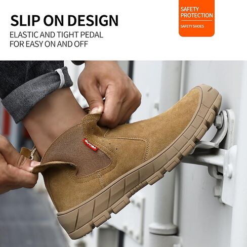 Work Boots for Men Slip On Welding Boots for Men Indestructible Steel Toe Boots Men's Steel Toe Shoes Fireproof Safety Toe Shoes Construction Boots for Welder Men's Work Shoes. in Saudi Arabia