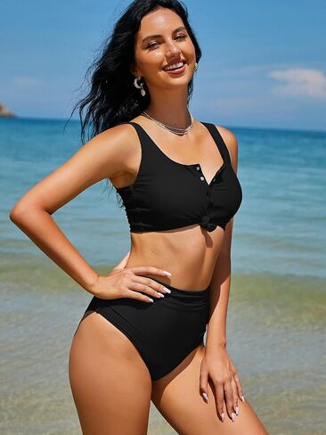 ZAFUL Women's High Waisted Bikini Scoop Neck Swimsuit Two Pieces Bathing Suit in Saudi Arabia