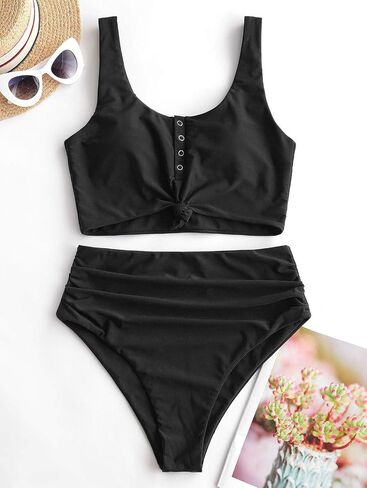 ZAFUL Women's High Waisted Bikini Scoop Neck Swimsuit Two Pieces Bathing Suit in Saudi Arabia