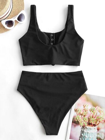 ZAFUL Women's High Waisted Bikini Scoop Neck Swimsuit Two Pieces Bathing Suit in Saudi Arabia