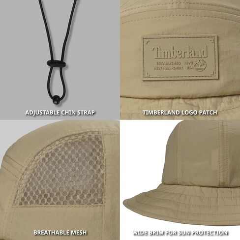 Timberland Mesh Panel Ducket Hat ، قبعة شمس عريضة مع سلك الذقن القابل للتعديل ، مثالي للمغامرات في الهواء الطلق in Saudi Arabia