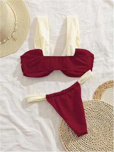 SOLY HUX Women's Two Piece Swimsuit Color Block Knot Bikini Set Summer Bathing Suit in Saudi Arabia
