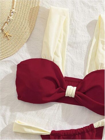 SOLY HUX Women's Two Piece Swimsuit Color Block Knot Bikini Set Summer Bathing Suit in Saudi Arabia
