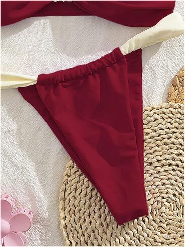SOLY HUX Women's Two Piece Swimsuit Color Block Knot Bikini Set Summer Bathing Suit in Saudi Arabia