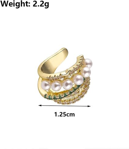 دنتي الذهب لؤلؤة الكفة الكفة أذن الكفة للنساء ، بريق بريق بريق Zirconia Zirconia متعدد الطبقات القابلة للتعديل القابلة للتعديل in Saudi Arabia