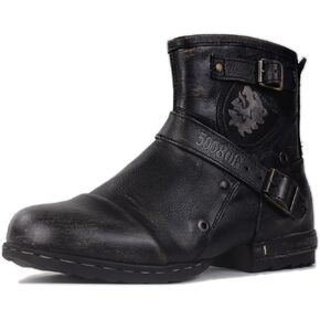 OSSTONE Moto Boots for Men Fashion Zipper-up Leather Chukka Boots Casual Shoes OS-5008-1-BP-US-R Vintage Brown in Saudi Arabia