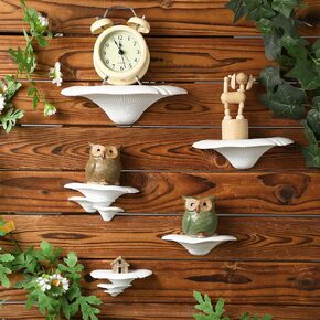 Pinkunn 5 Pack Mushroom Shelf Wall Decor Mushroom Floating Shelves Cute Wall Hanging Shelf Whimsical Cottage Core Decor for Home Bedroom Living Room Kitchen(White)