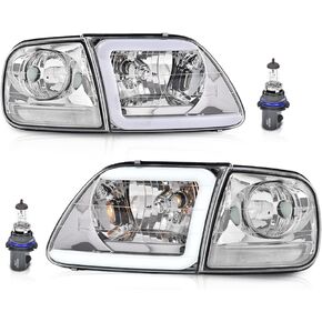 PIT66 LED DRL المصابيح الأمامية مع أضواء وقوف السيارات الزاوية تناسب 1997-2003 فورد F150 /2004 F150 التراث /FIT 98-99