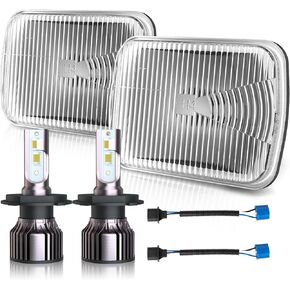 7 بوصة LED الزجاج المصباح الدائري جولة العدسة ، LED هالوجين عالية ومنخفض شعاع مصباح المصباح التحويل مصباح التحويل ، 2 أجهزة كمبيوتر صافية 7 بوصة مستديرة المصباح مغلق الزجاج الإسكان