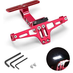 KEMIMOTO Motorcycle Universal Fender Eliminator Kit Motorcycle License Plate Bracket Red