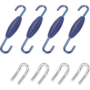 Motoforti 1 Set 33mm 1.3" Motorcycle Exhaust Pipe Spring with U Shape Hooks Stainless Steel Blue