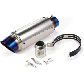 Shkalacar 38-51mm Motorcycle Exhaust Muffler, Universal Motorcycle Exhaust Pipe Tail Refit Exhaust Muffler Fit for Motorcycles ATV