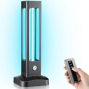 مصباح Ultraviolet Qualirey ، 55W ضوء الأشعة فوق البنفسجية مع تنقية الأوزون للغرفة ، مصباح تطهير UVC مع 3 خطوة توقيت التحكم عن بُعد ، الضوء الأزرق ، تنقية مرحاض غرفة نوم الحمام