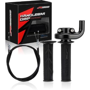 JFG Racing CNC Dirt Bike Throttle Assembly + Grips + Cable for CRF250R/250X/450X 2004-2014 ، CRF450R 2002-2014 دراجة نارية خارج الطريق ، الأسود ، الأسود