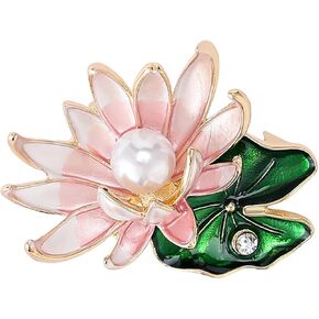Rhinestone Flower Brooch 18K Gold Plated Flower Floral Brooch Elegant Pearl Lapel Pin Costume Jewelry Thanksgiving Day Birthday Wedding Gifts for Mom Wife