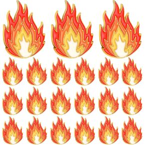 Zeyune 24 PCS Fire Fire M0El Pins Bins Fire Hard M0El Pins Brooch Red Gold Associory Flame Sharms Bulk for Hats Clothes Backpack Pags for البالغين الرجال للنساء هدية