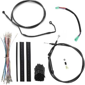 TIGERSGATE 16" Ape Hangers Cables Touring Extended Clutch Cable & CAN-Bus & TBW Wires & Brake Line for 2008-2013 Harley Touring Road King/Electra Glide/Street Glide/Road Glide with ABS,Black Vinyl
