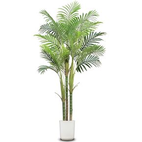 6.25 Ft Tall Triple Fake Palm Tree in Pot Large Artificial Tree 3 Trunks 762 Leaves UV Sun Resistant Tropical Floor Faux Plant for House Indoor Outdoor Office Living Room Bedroom Patio Yard Home Decor