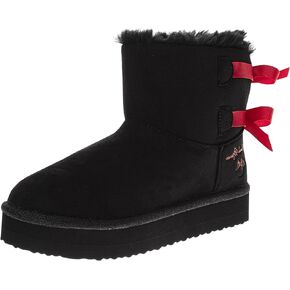 Disney Minnie Mouse Slip-on Snow Boots for Girls - Fuzzy Winter Faux Fur Shoes for Girls Size Little Kids to Big Kids