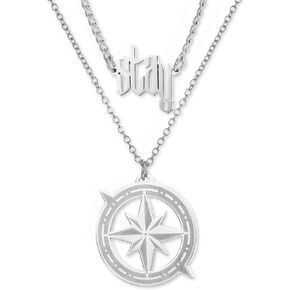 Stray Necklace SKZ Inspired Merch Necklace Set –“Stay" Pendant Compass Design Jewelry Accessory for Stay Fans Gifts