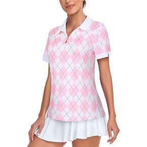 قمصان غولف المرأة 1/4 Zip Up قصيرة الأكمام القمصان التمرين UPF 50+ Quick Dry Tennis Athletic Pullover Tops